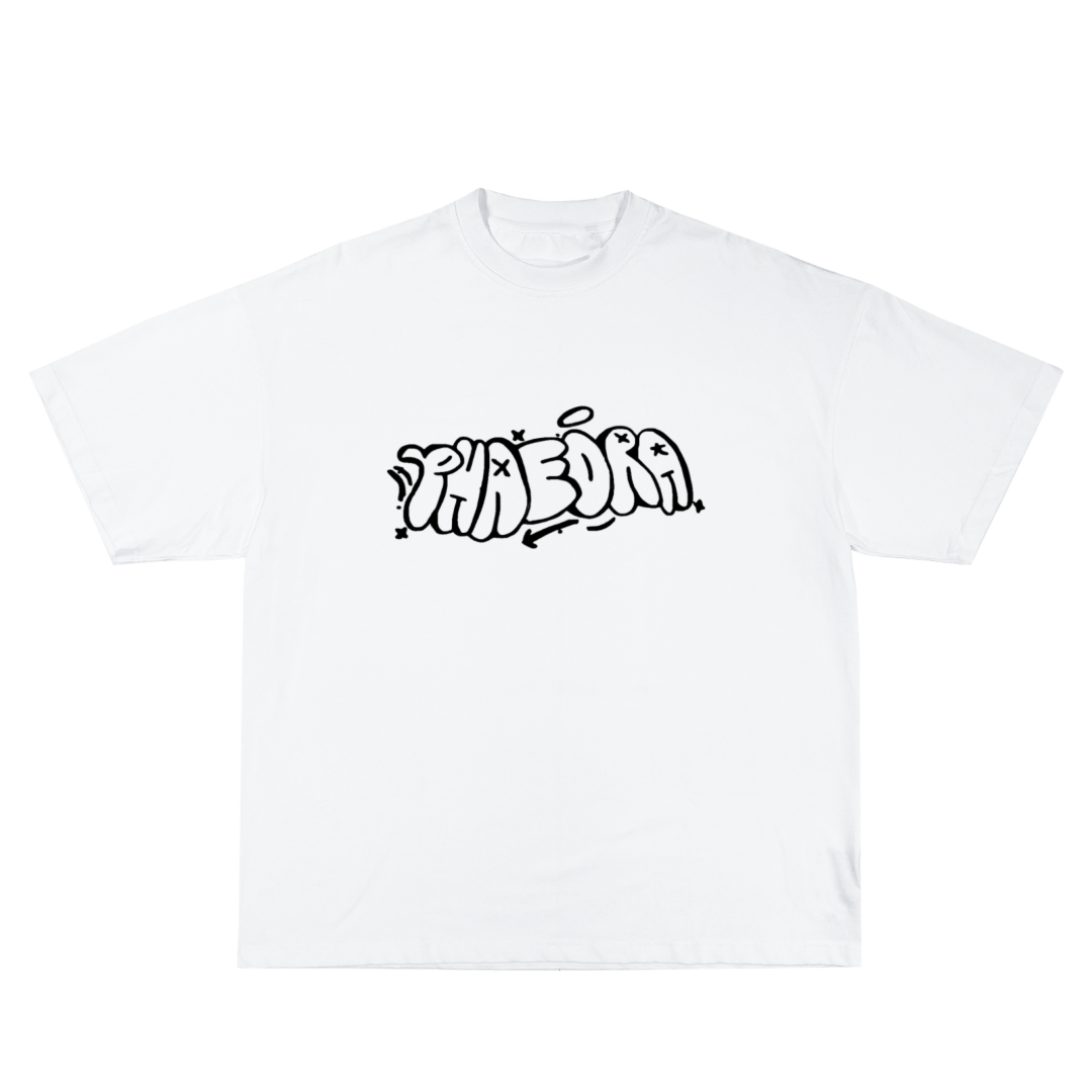 White Graffiti Embroidered Tee