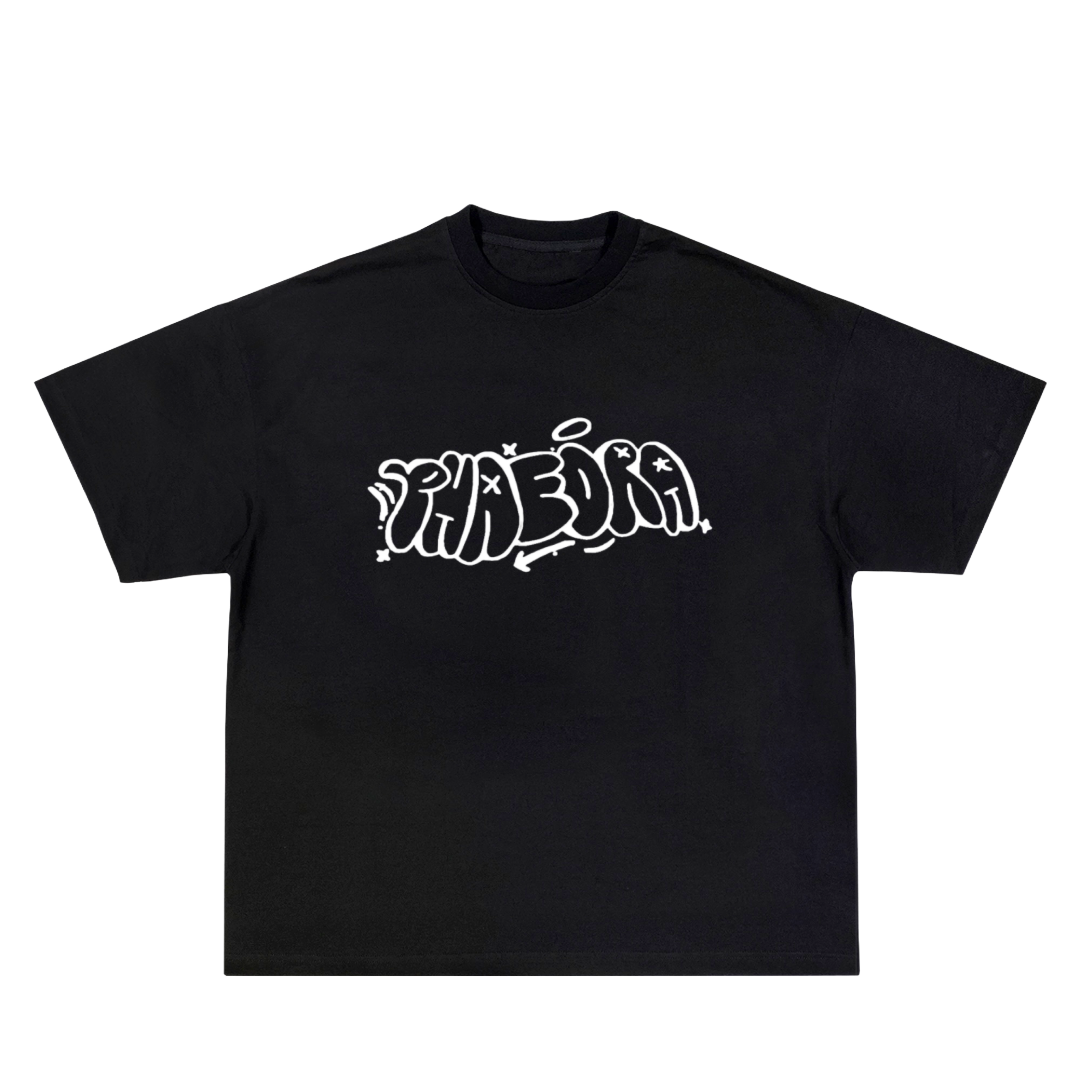 Black Graffiti Embroidered Tee